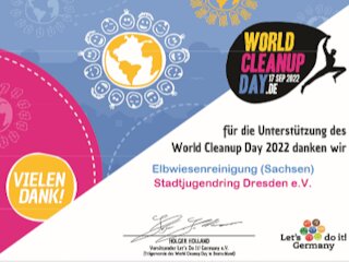 Urkunde für die Teilnahme am World Clean Day 17. September 2022